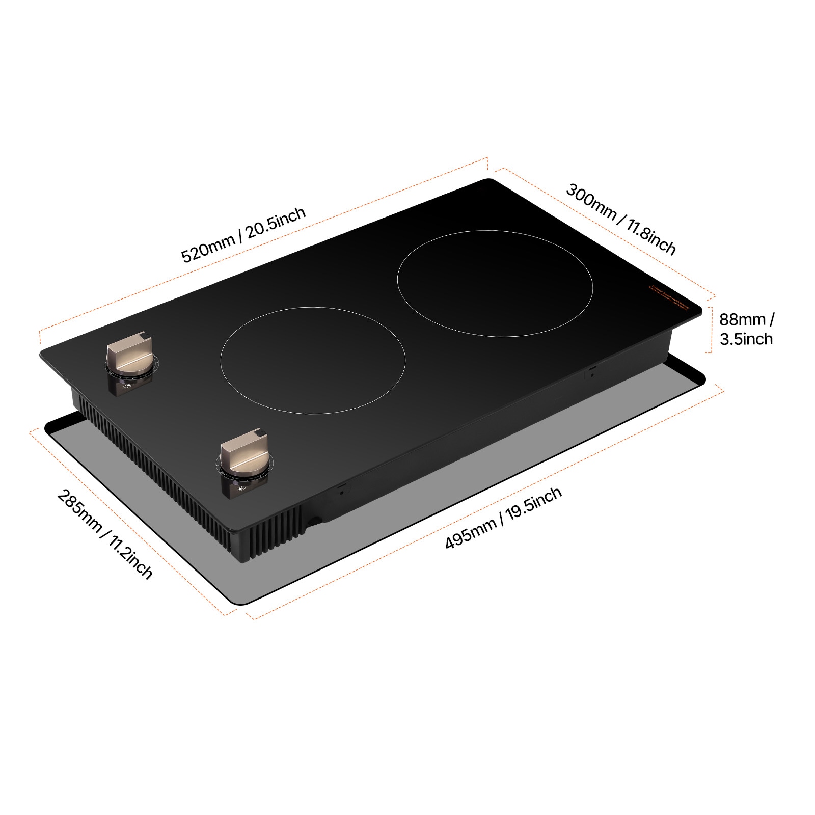 1800W 2 Burner Induction Cooktop Electric Countertop Burner Knob Control_voghion.com